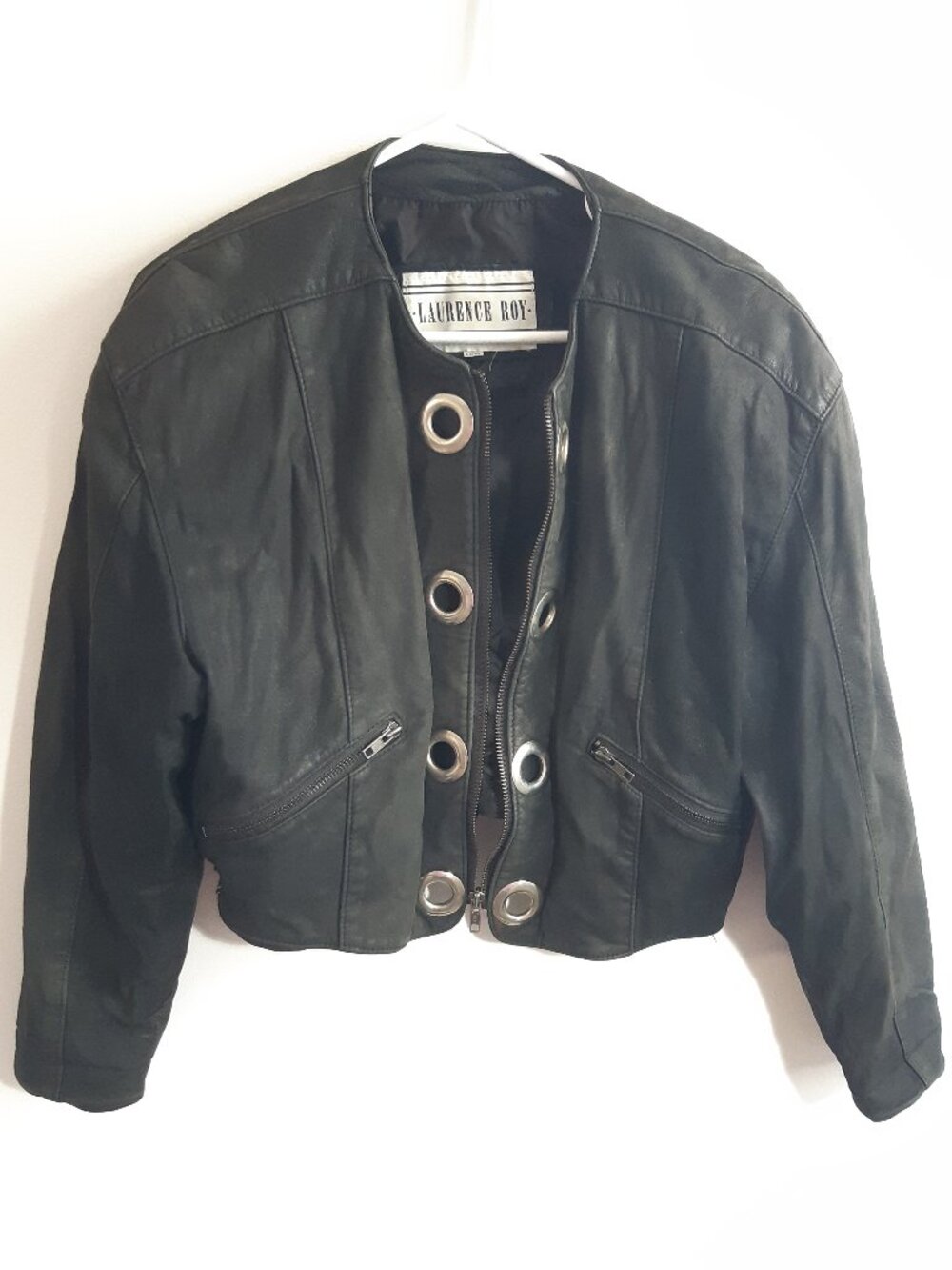 Vintage Laurence Roy 100% Genuine Leather Cropped Jacket Made In Canada Medium